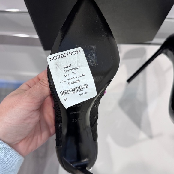 YSL Saint Laurent Black Anja Rhinestone Mesh Heels (sz 35.5) - Picture 16 of 16